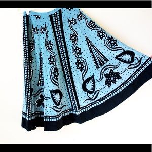 70s Corduroy Sequin Circle Skirt Vintage Fine Wale Thin Corduroy Baby Blue Boho